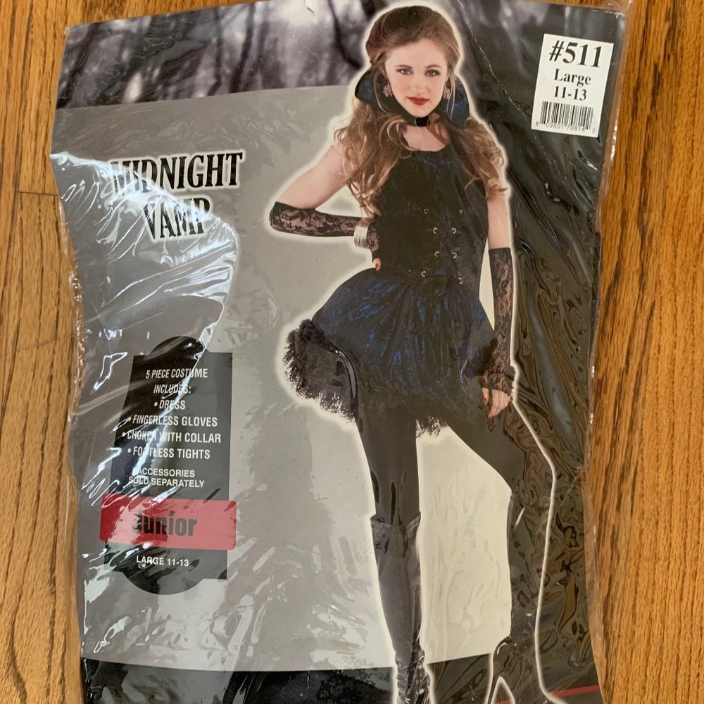 Midnight Vamp Black/Blue Halloween Dress Large 11-13